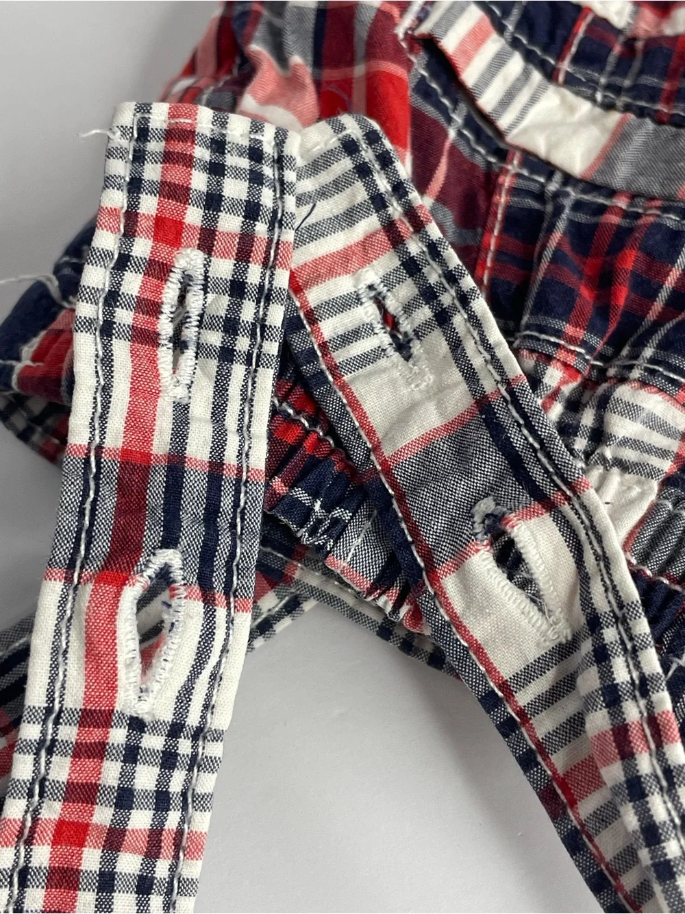 Gymboree Patchwork Madras Plaid Suspender Shorts Red White Blue 18-24 Months